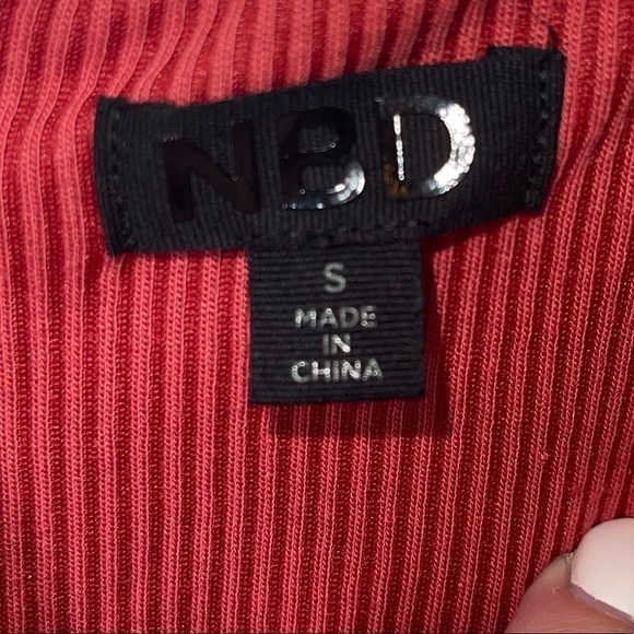 NBD x REVOLVE Berry Red Ribbed Lace up Front Midi Dress Two Tone Crimson, Small - Picture 8 of 8